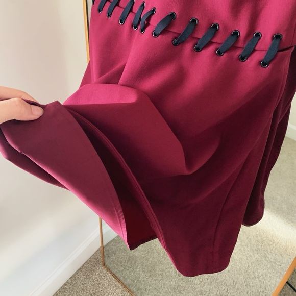 🍉Elizabeth and James Dress Carter Lace-Up Fit & Flare Sleeveless Burgundy - Picture 5 of 13